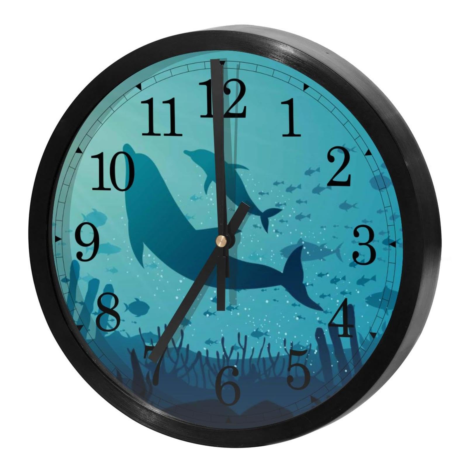 Horloge murale ronde océan bleu et dauphin pour une ambiance zen dans votre bureau ou cuisine