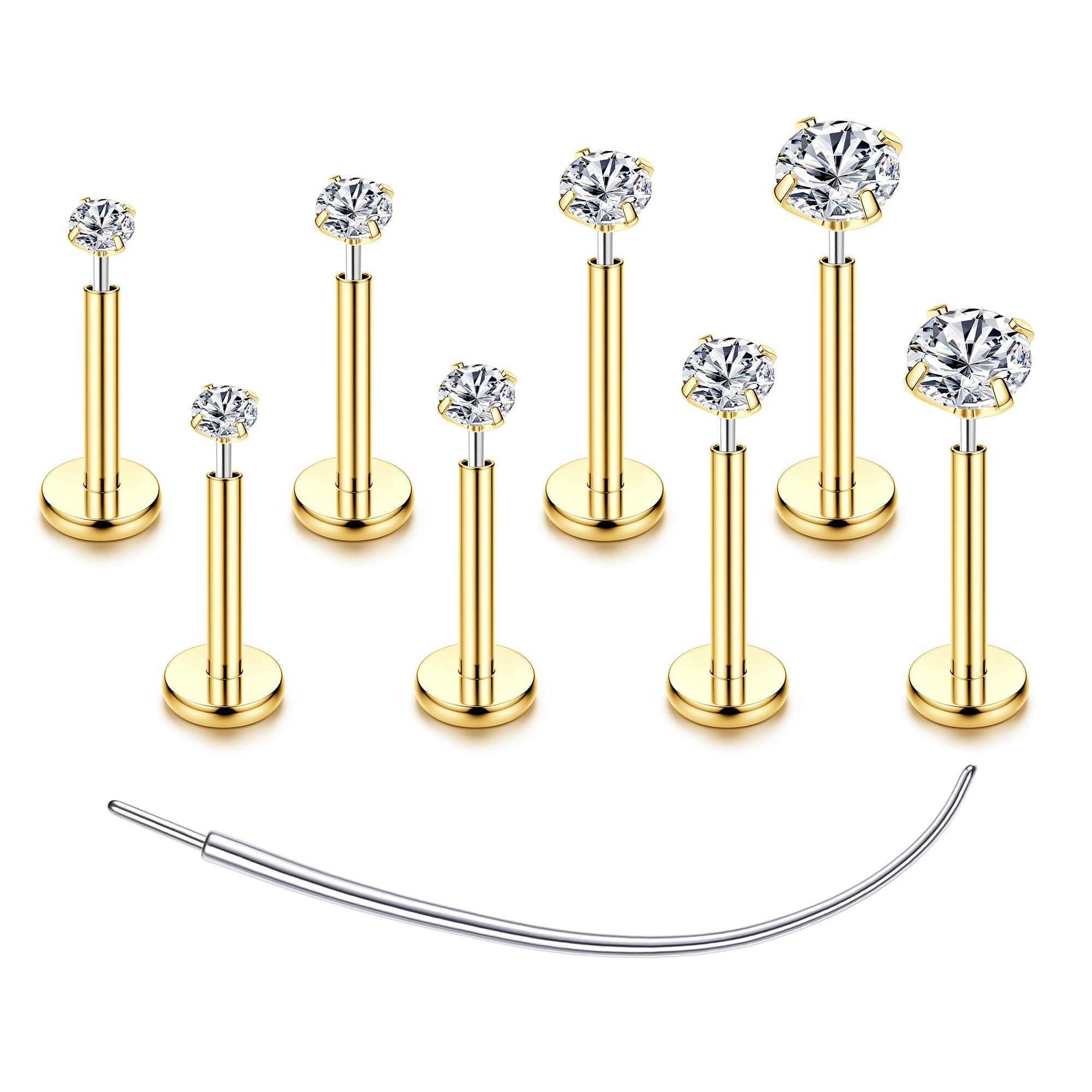 4–8 Stück G23-Titan-Helix-Piercing-Schmuck, fadenloser Nasenstecker