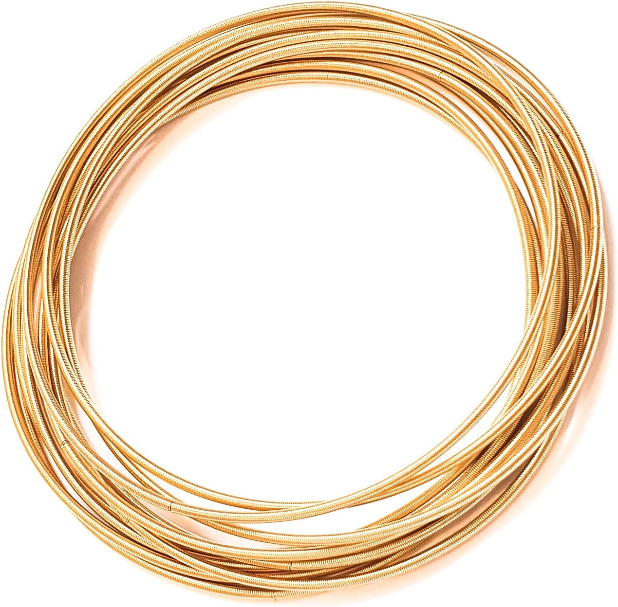 Guitar String Spring Stainless Steel Set of 10 Bracelets Gold Color Thin Stackable Layered Flexible Length 7 Inch