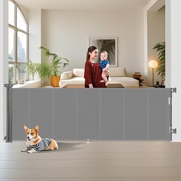 Miumoon 150 inch Reinforced Retractable Baby Gates 42 inch Tall