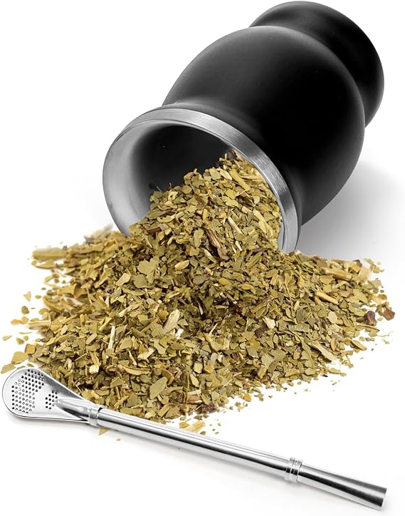 Cididu Yerba Mate Cup and Bombilla Kit, 8oz Yerba Mate Gourd, Double Walled Tea Cup Set, 304 Stainless Steel Traditional Mate Cups, Insulated Gourd Cup with Straw Lid and Cleaning Brush, Easy to Clean