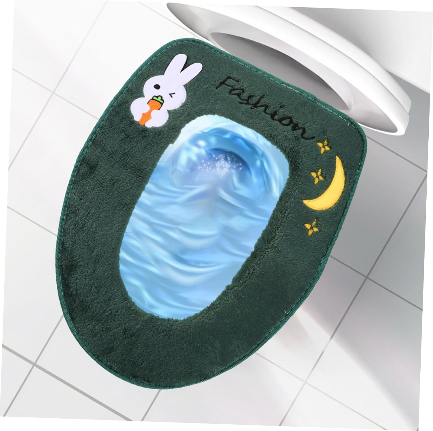 1Pc Plush Toilet Seat Cover with Zipper Household Warm Toilet Seat Pad Soft Commode Seat Cover for Comfortable Winter Use Random