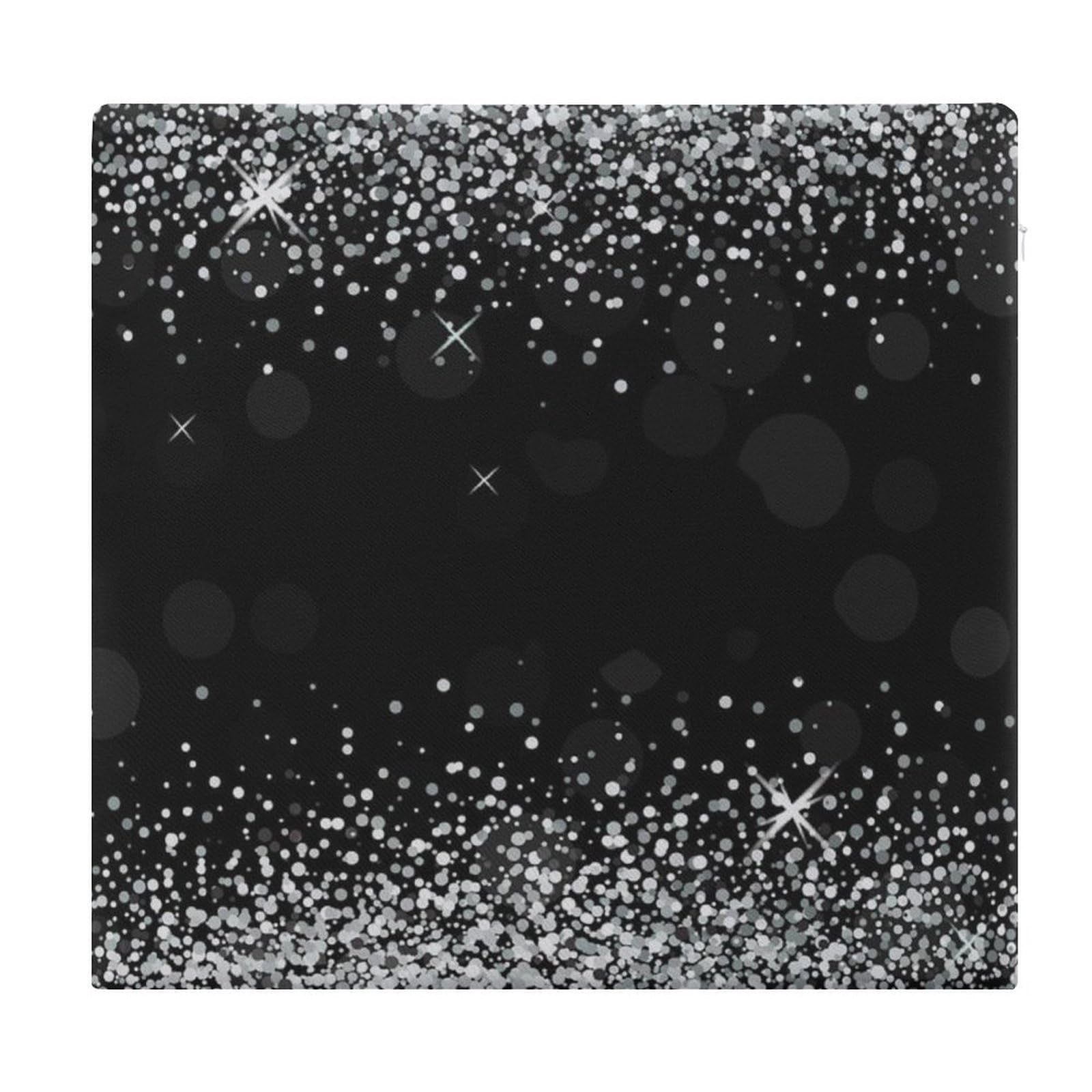 JZemdybill Chair Pad, Shiny Silver Glitter Seat Pad, Square Chair Cushion for Yoga Living Room Balcony