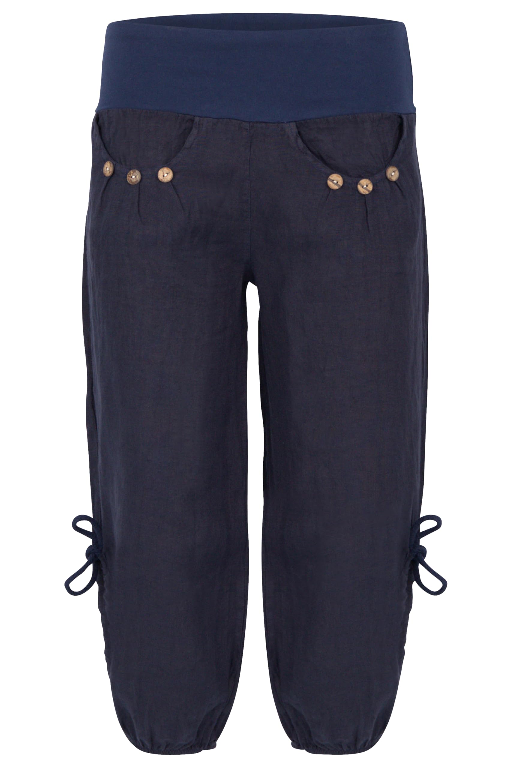 Malito Pantalones de Chándal Lino y con Botón de diseño de Madera 6302 Mujer