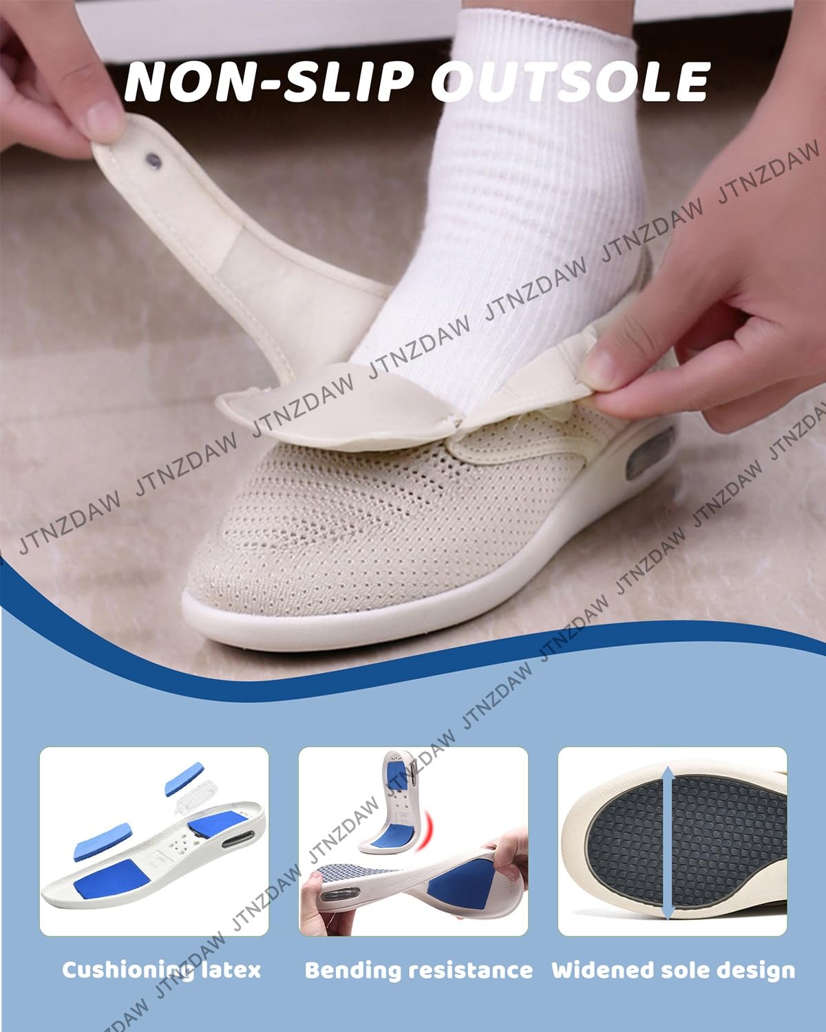 Diabetiker Schuhe Verbandschuh Damen Orthopädische Extra Weit Klettverschluss für Geschwollene Füße