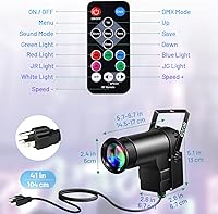 Vista 3 de Pinspot Light 15W DMX, paquete de 2 luces de bola de discoteca RGBW con control remoto, DMX512, foco de pin activado por sonido para fiestas, bodas