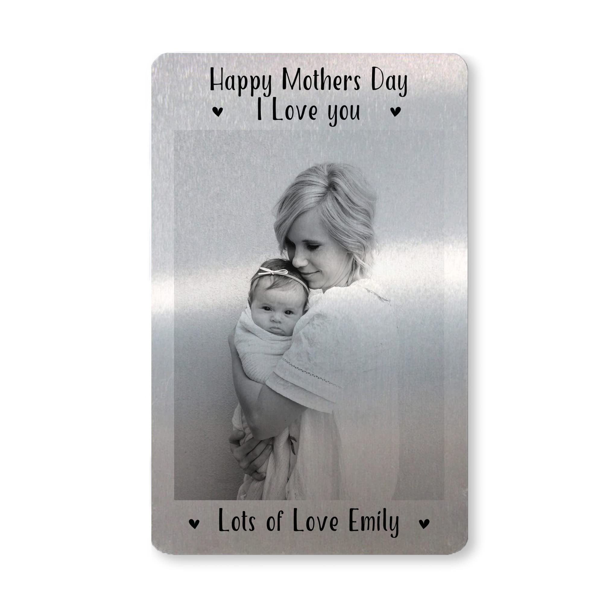 RED OCEAN Personalised Mothers Day Metal Card Photo Gift For Mum Keepsake Present From Daughter or Son