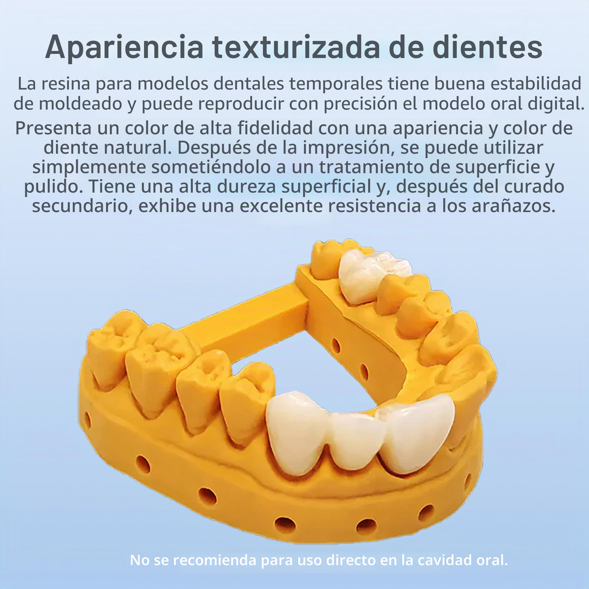 Antinsky Temporal Modelo Dental Resina para DLP LCD Impresora 3D Resina 405nm Alta Precisión Alta Dureza Tiempo de Curado Rápido Dientes Aspecto Texturizado Color de Dientes A2 500g