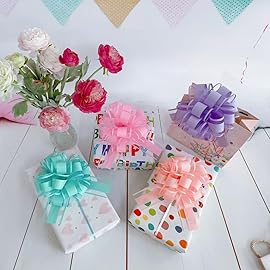 6 PC Pull Bows,Bow for Gift Wrapping,6 inches, Party Gift Wedding Ribbon Bows for Wrapping Boxes or Flower Decorations, Gift Decorations(Bright Colors)