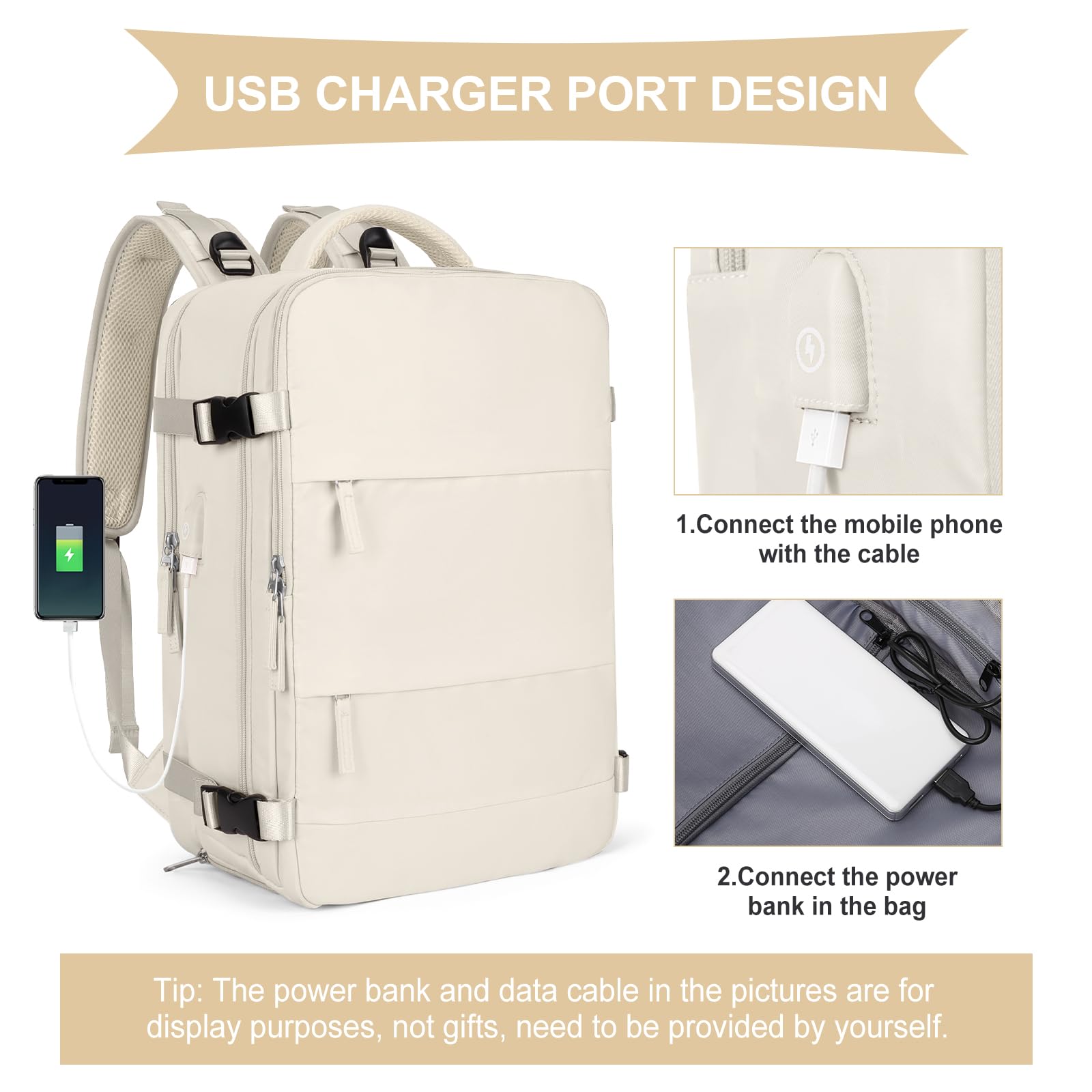 SZLX Zaino da viaggio grande da donna da escursionismo sportivo da esterno impermeabile da scuola casual laptop da 14 pollici con porta di ricarica USB scomparto per scarpe