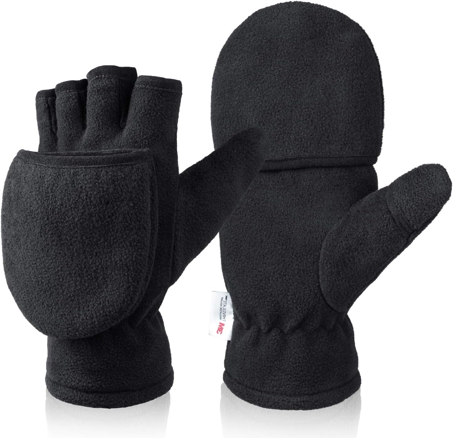 BesstevenWinter Convertible Gloves Flip Top Mittens Warm Polar Fleece for Winter Running Painting Texting Photographing for Men Women