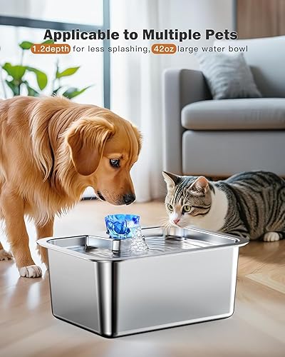Miniatura 4 de Fuente de agua para perros de acero inoxidable, fuentes extra grandes de 3 galones para perros grandes, dispensador automático de cuencos para