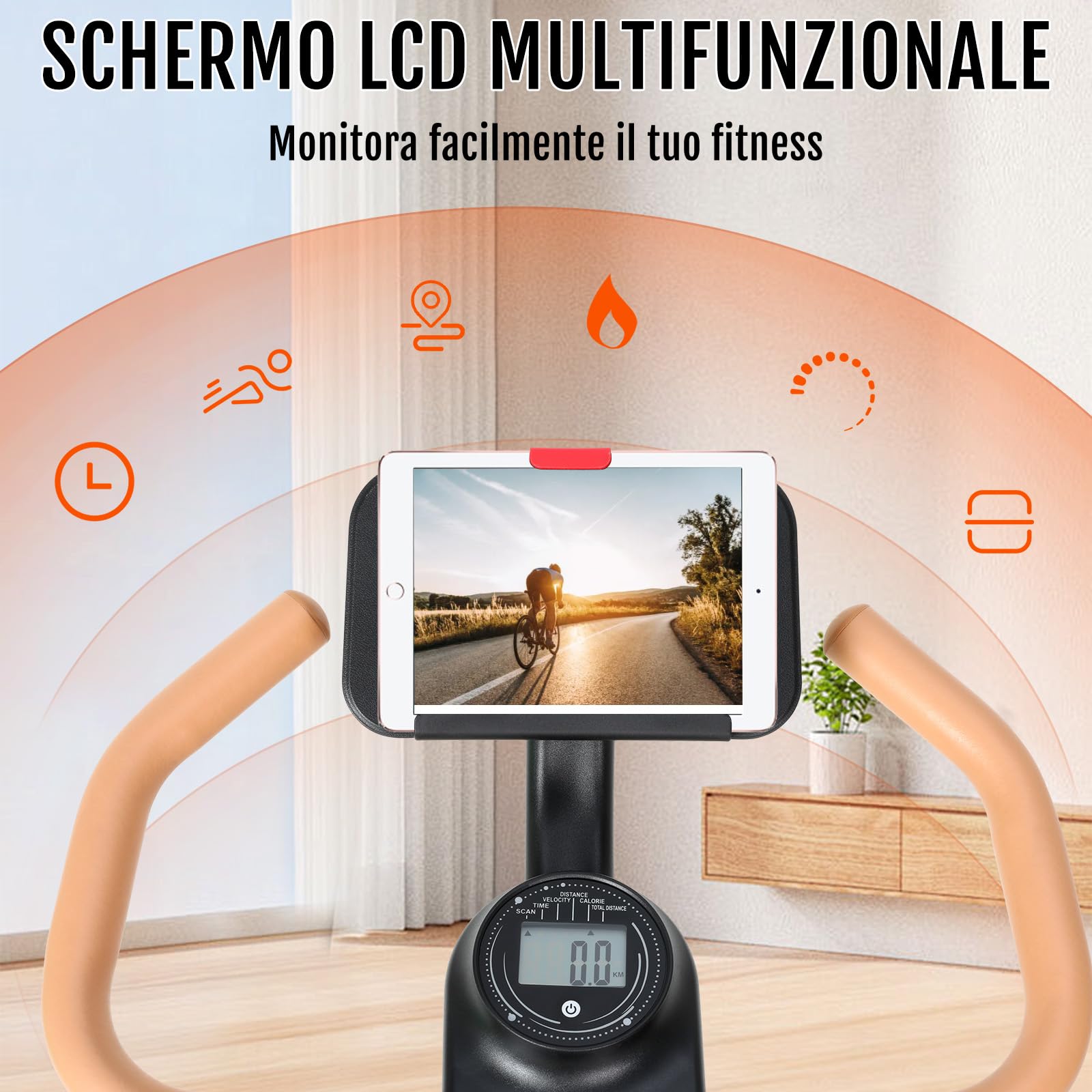ISE Cyclette da Casa con Resistenza Magnetica, Cyclette per Casa Professionale Exercise Bike con Schermo LCD Supporto per Smartphone/Tablet