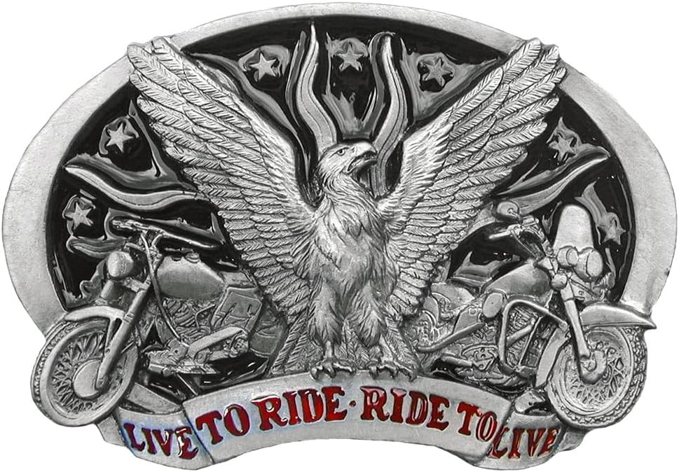 Western Express Live to Ride Eagle and Bikes Belt Buckle