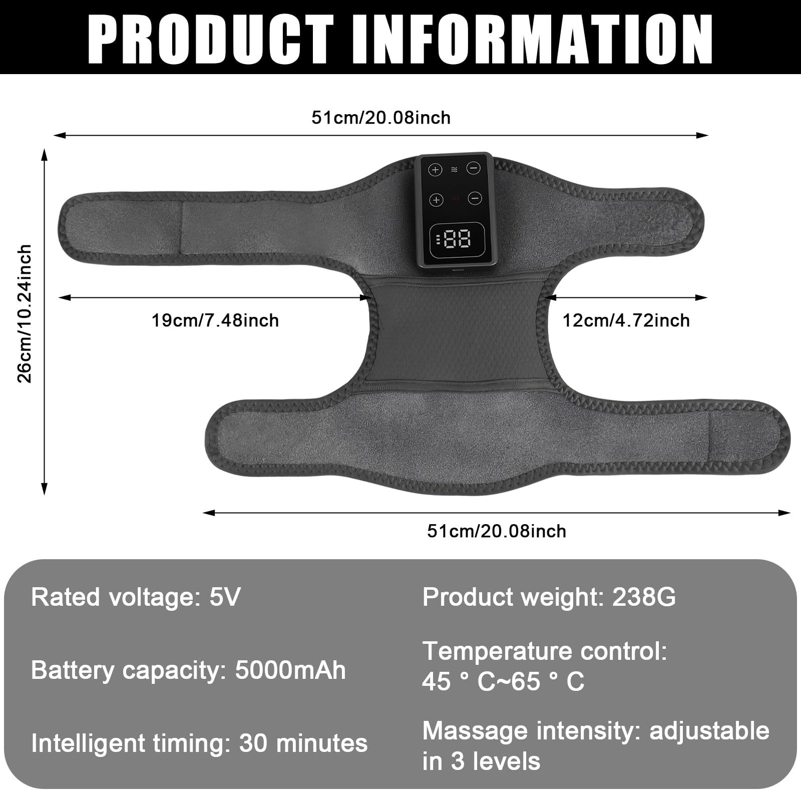 Appareil de massage de genou Chaleur : genouillère chauffante électrique 3 en 1 Vibration infrarouge Appareil de massage du genou sans fil Appareil de massage du genou Soulagement de la douleur 5
