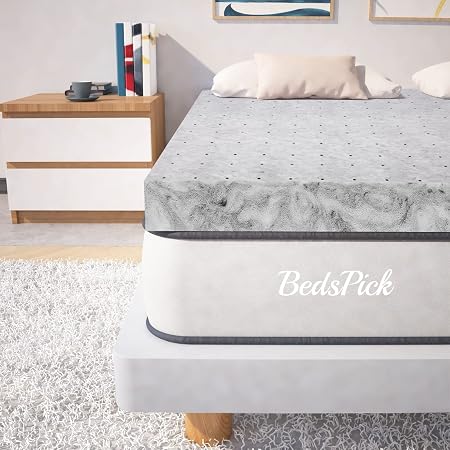 ONBRILL 2 Inch Gel Bamboo Charcoal Memory Foam Mattress Topper Twin Size - Removable Cover, Dual Firmness, CertiPUR-US & OEKO-TEX Certified - View #13