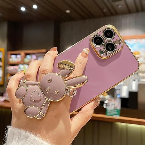 Miniatura 9 de Funda con soporte de conejo de corazón para Xiaomi 11T, cubierta protectora delgada de TPU suave galvanizada a prueba de golpes con lindo soporte de