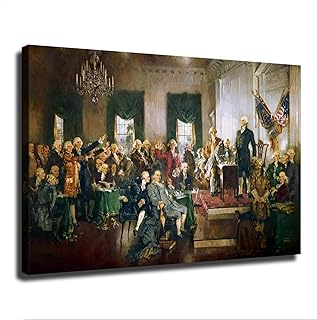 GuYANa Signing The US Constitution History Large Poster Canvas Print Wall Art Beautiful Artwork Modern Decor Suitable for Home Office Gift (16×24inch- Framed)