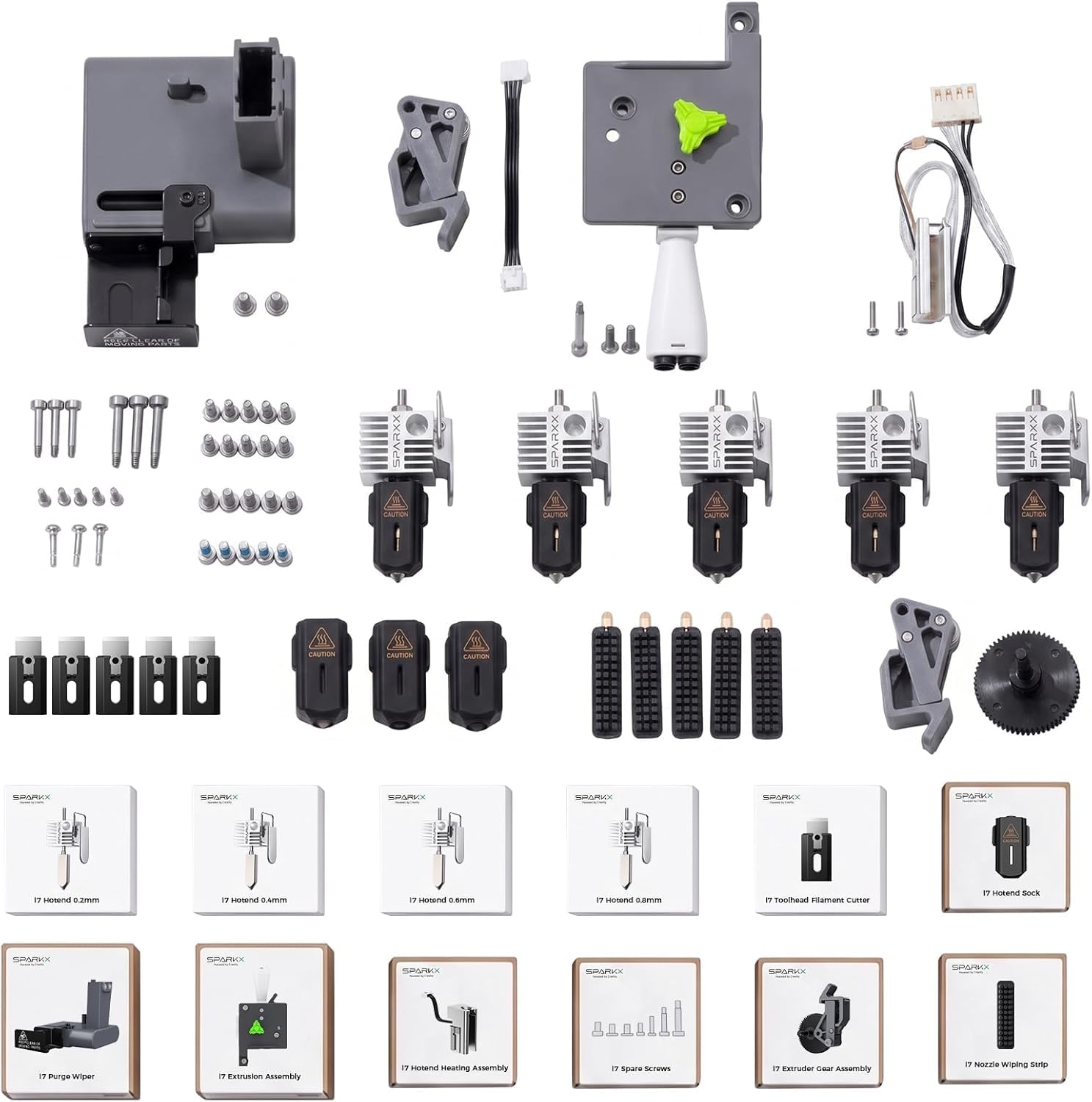 Kit PrintEase oficial Creality SPARKX i7, 12 piezas originales para el 95% de reemplazos, lote de partes para impresora 3D, una caja, mantenimiento multicolor