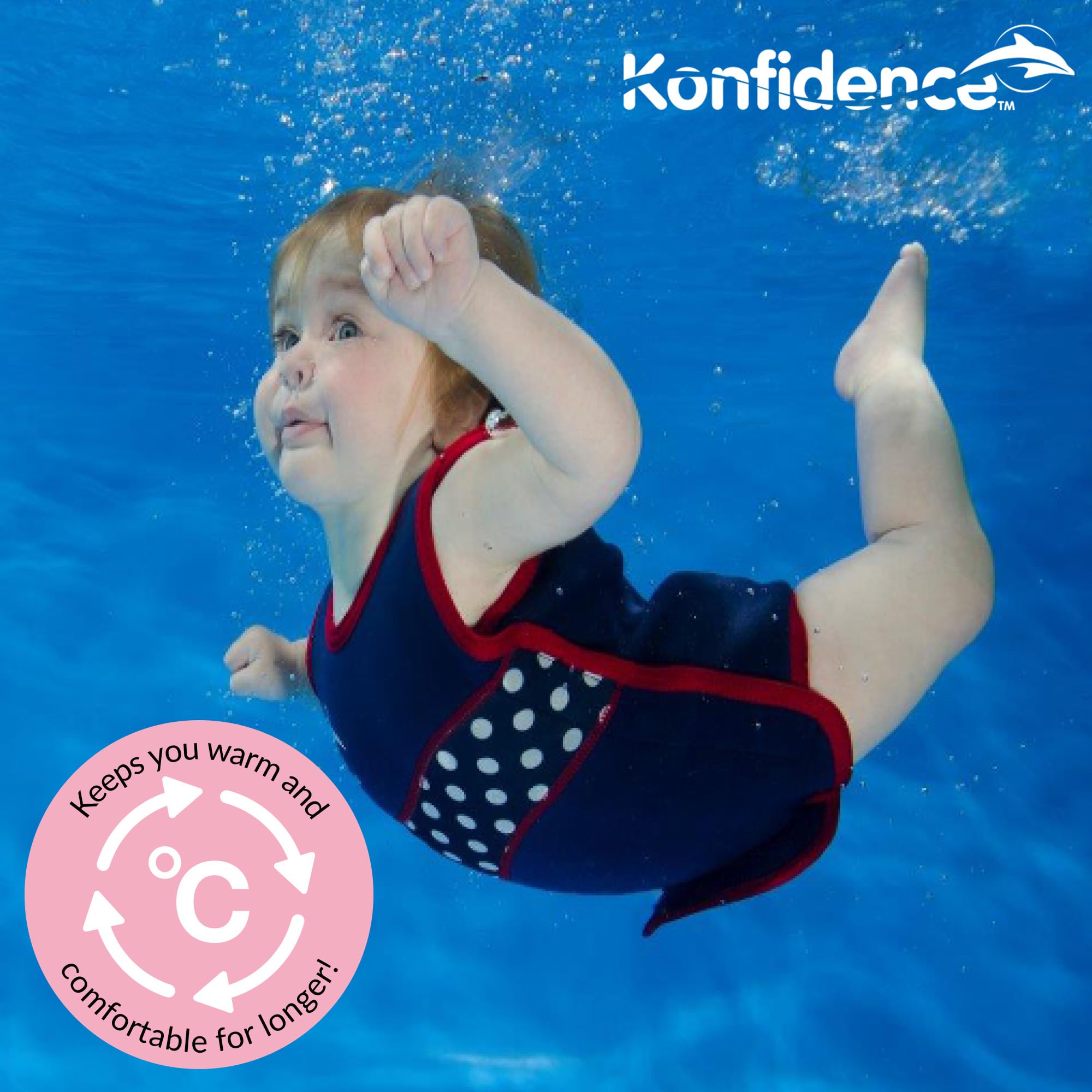 Konfidence Babywarma Muta per bambini, in neoprene ad alta visibilità, regolabile