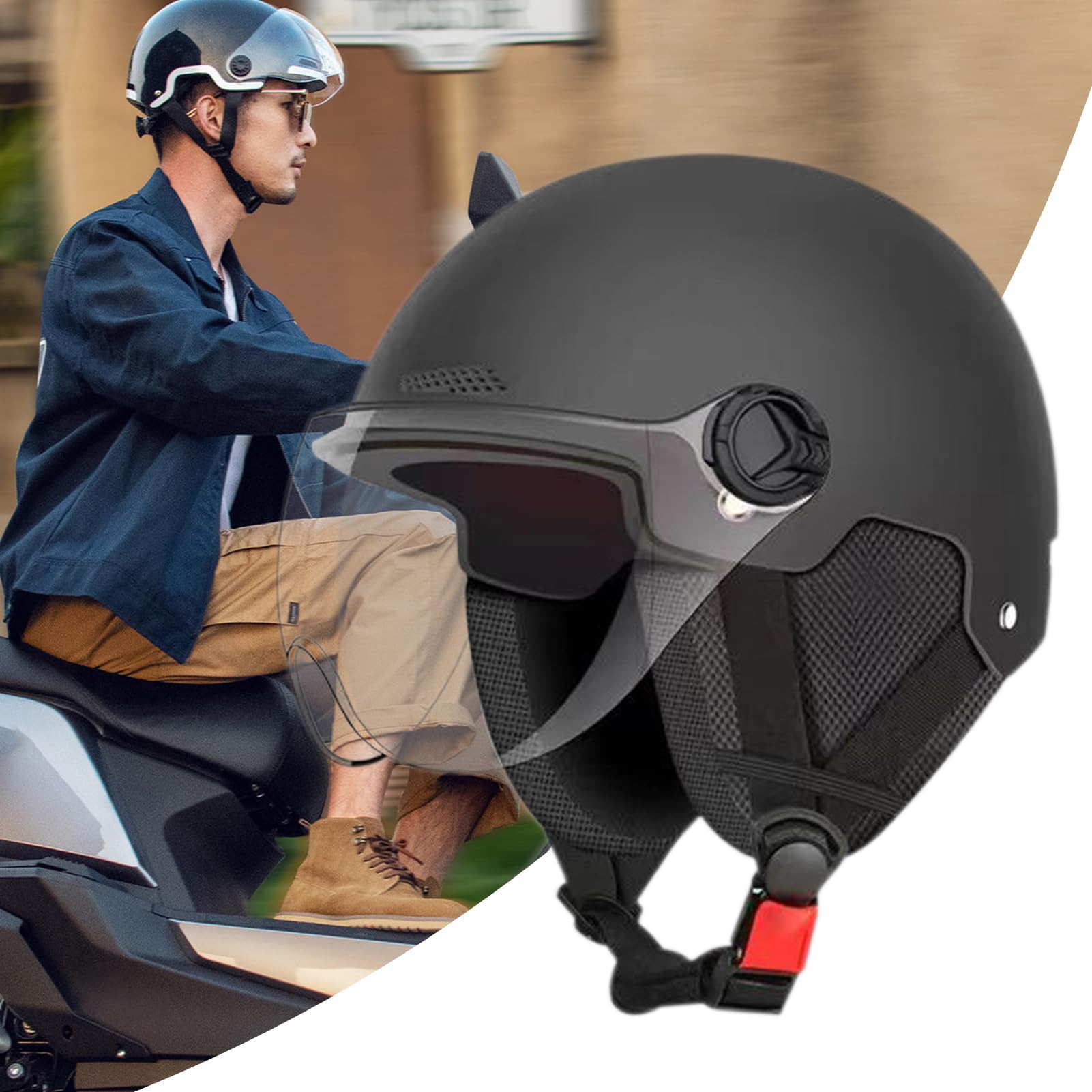 Casque de scooter électrique, casque de vélo pour homme, respirant, anti-UV, protection auditive, chapeau de sécurité pour homme et femme, équitation, skateboard, vélo pour enfants