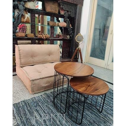 Priti Adele Coffee Table;Side Table(Solid wood,Black)