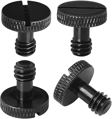 Tornillo de cámara LUORNG 4PCS 14 Tornillo ranurado para cámara Ttrípode Placa de liberación rápida