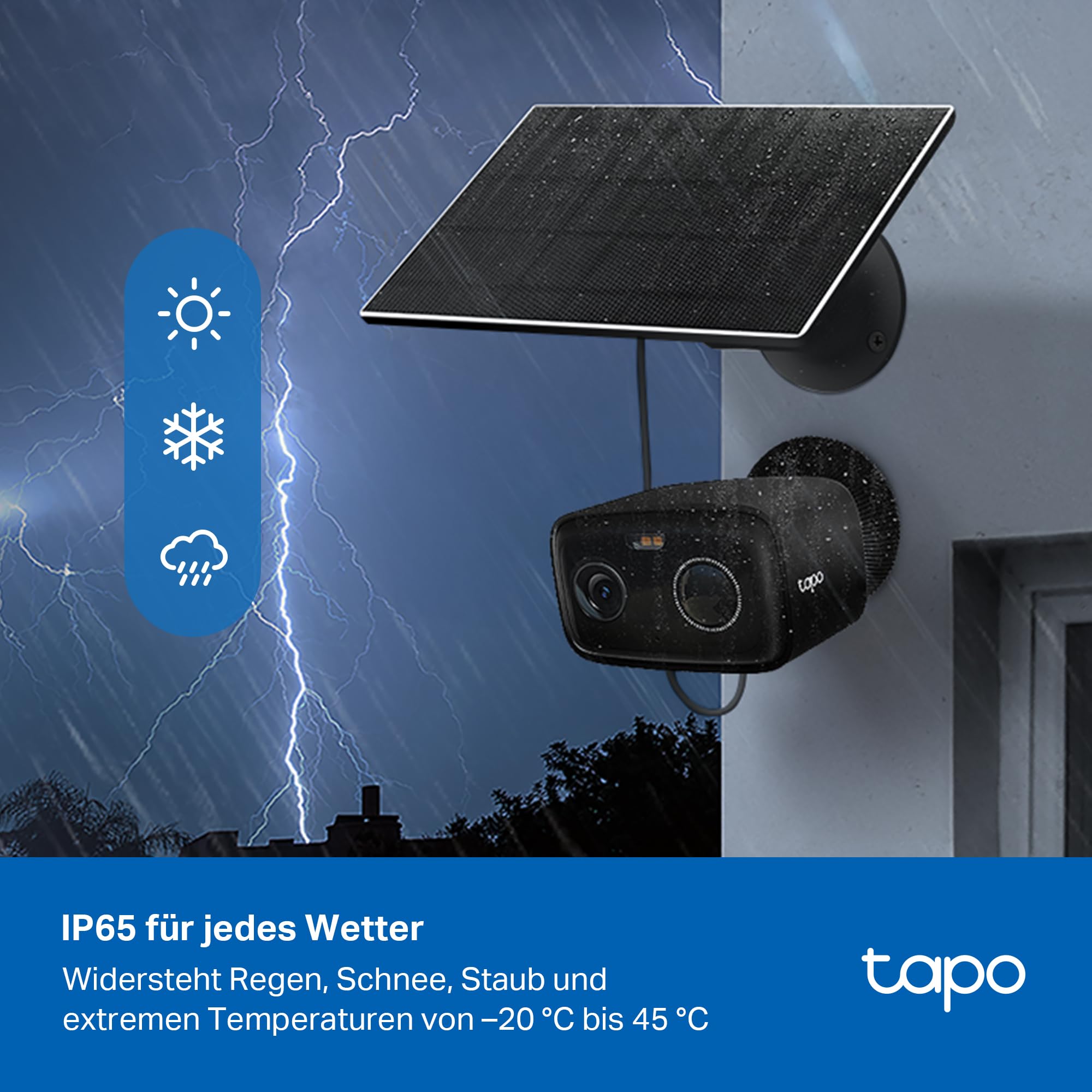 Tapo C401 KIT Solar Überwachungskamera für außen, 1080p, 180-Tage-Akku, Kabellos, Farbnachtsicht, 2,4 GHz WLAN, Zwei-Wege-Audio, KI-Erkennung, lokale microSD-Karte oder H500-Homebase