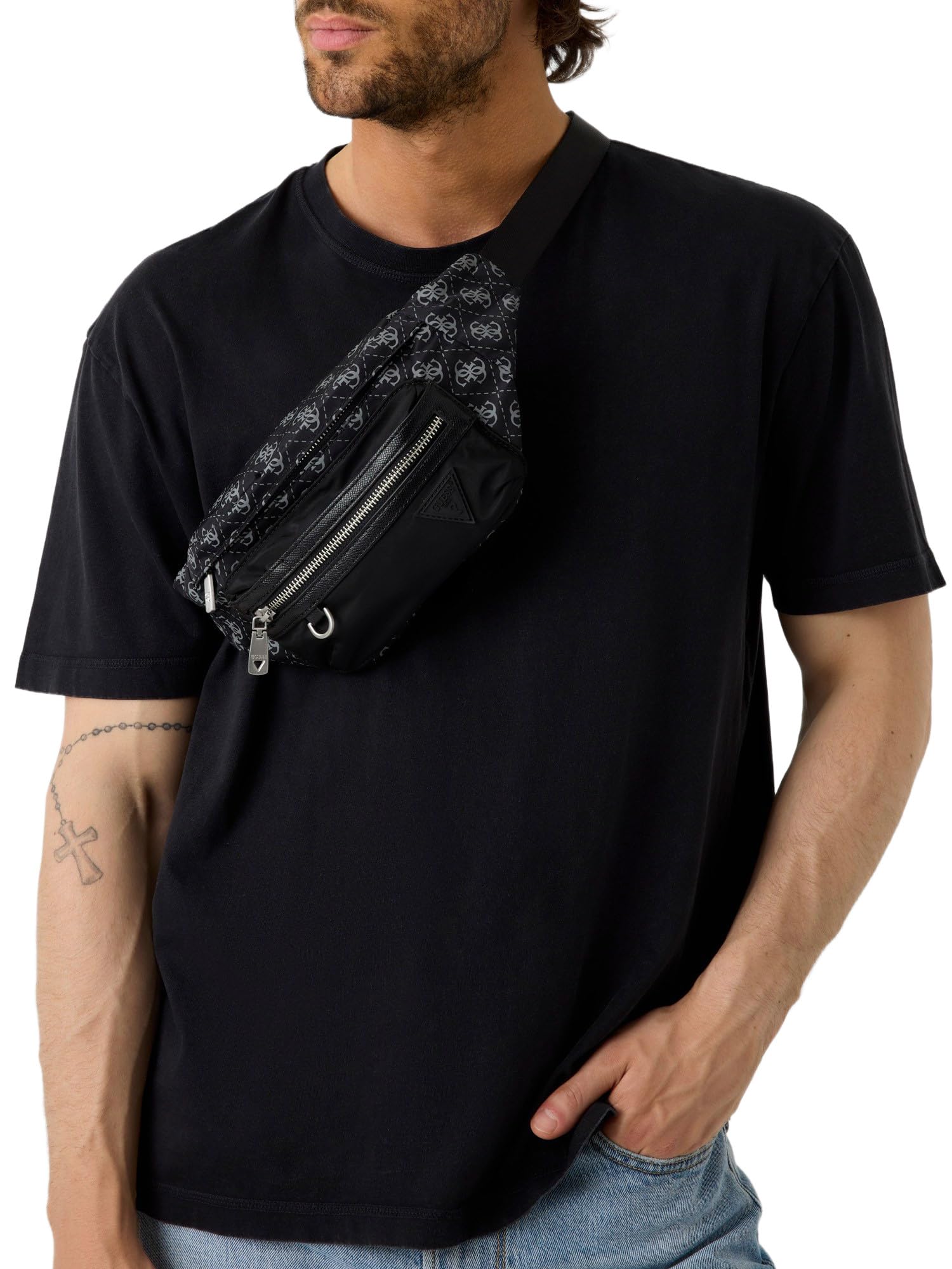 GUESS Torba na pasek Berlin Bumbag Dark Black czarna