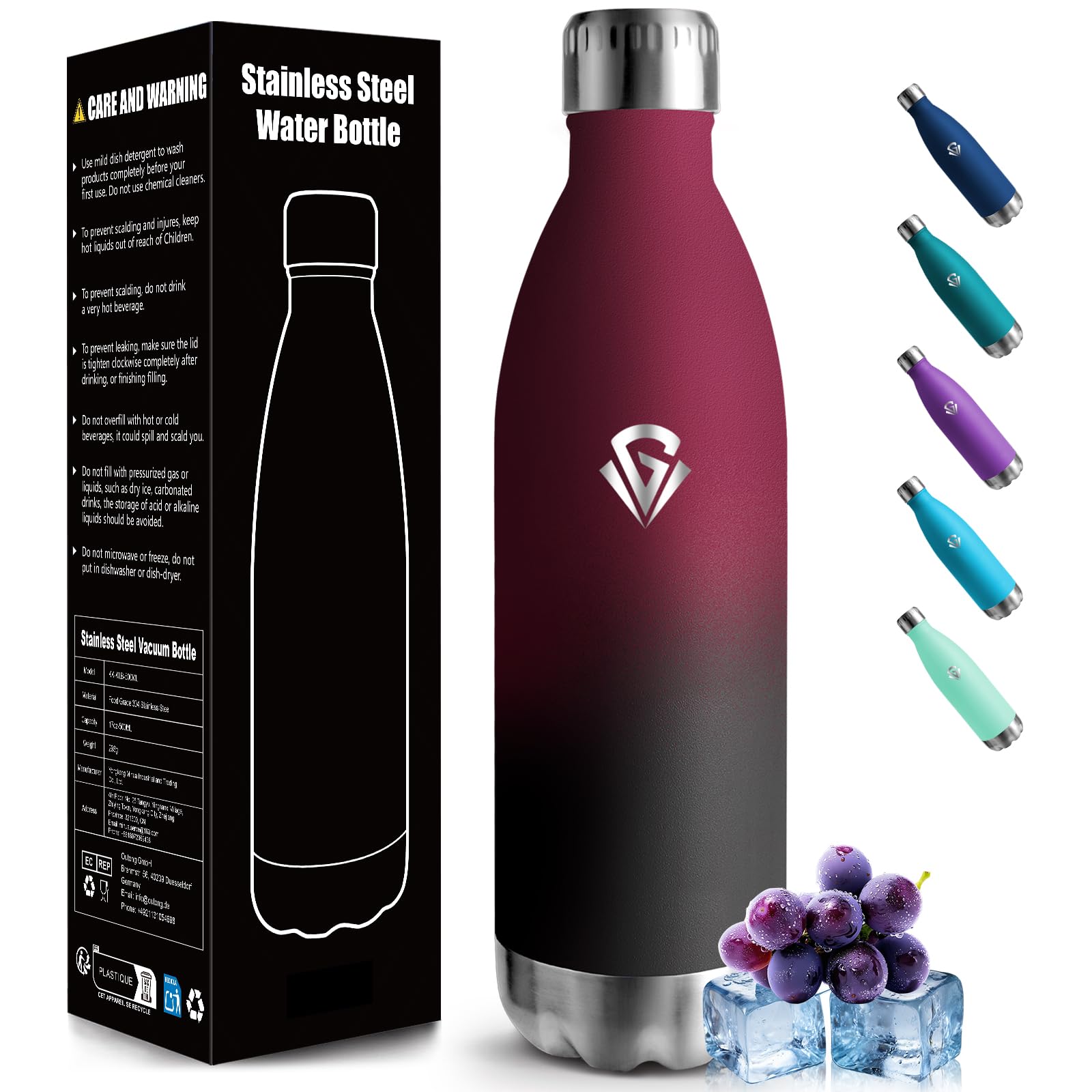 Borraccia Termica, 1000ML Acciaio Inossidabile 18/8, Senza BPA, Bottiglia Termica A Prova di Perdite, Borraccia Palestra per Picnic, Escursione, Sport All'aperto