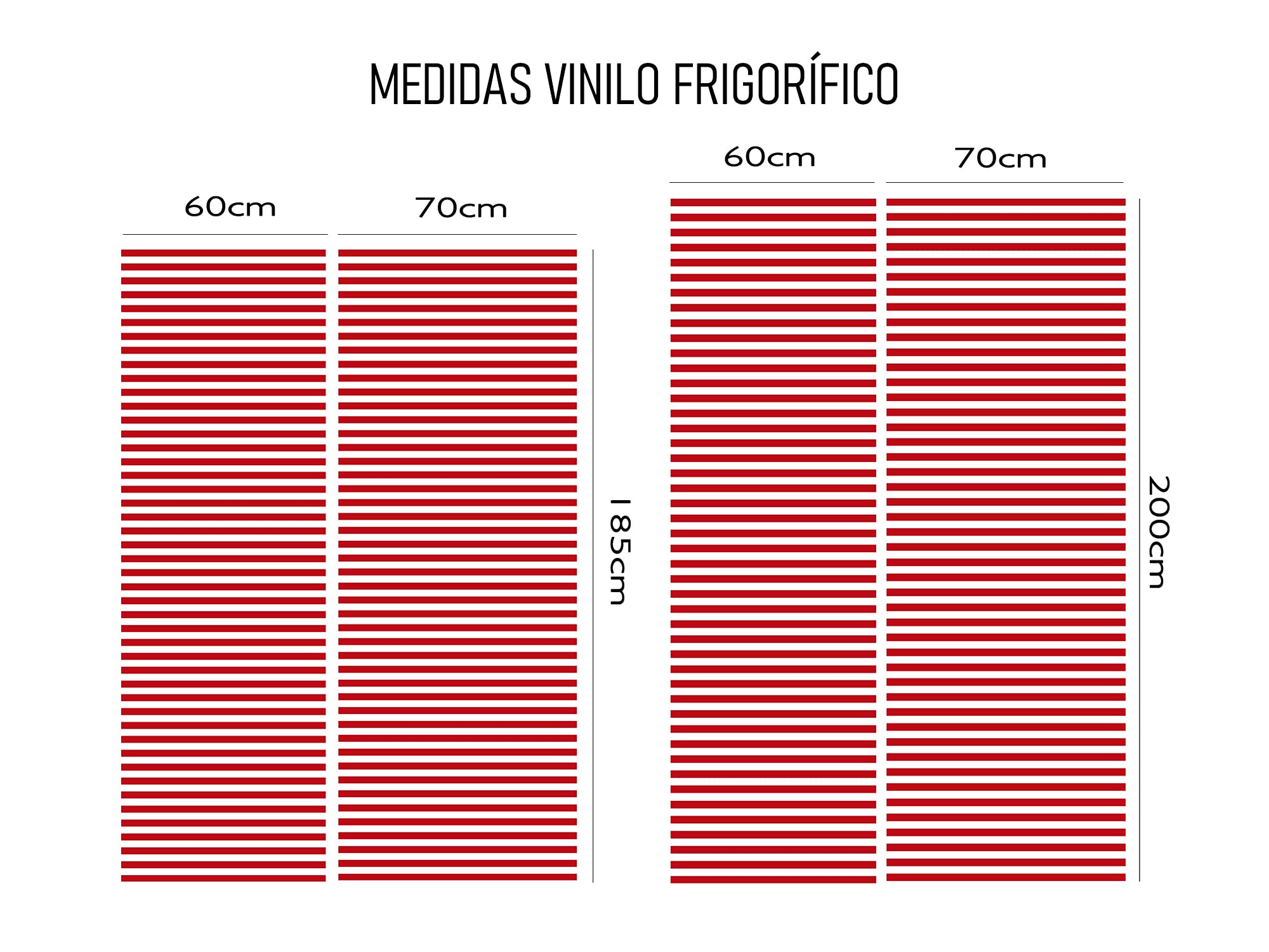 Oedim Pack Vinilo para Frigorífico + Vinilo para Lavavajillas Rayas Rojo, Adhesivo Resistente y Económico, Pegatina Adhesiva Decorativa de Diseño Elegante