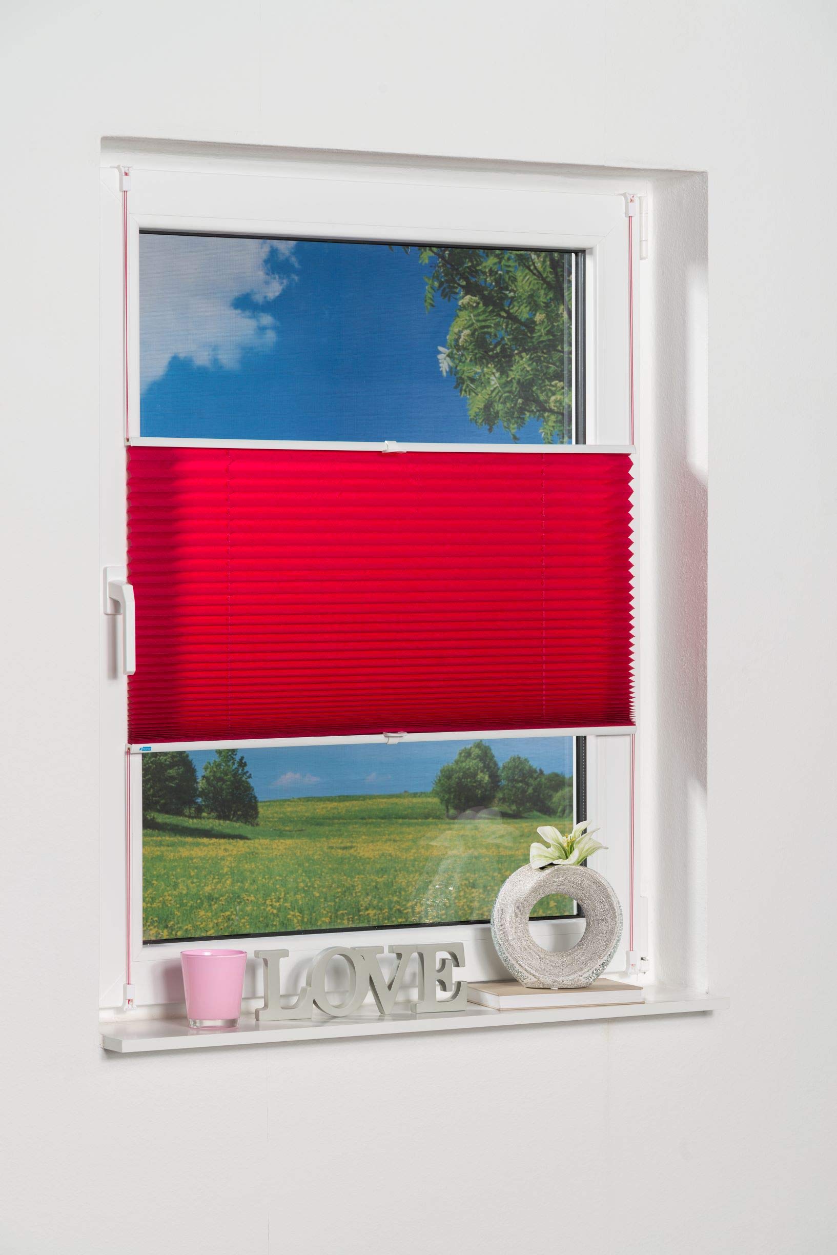 K-home Klemmfix-Plissee Fuchsia 40 x 130 cm (B x L) Lichtschutz +++ Moderne Crushed Optik +++