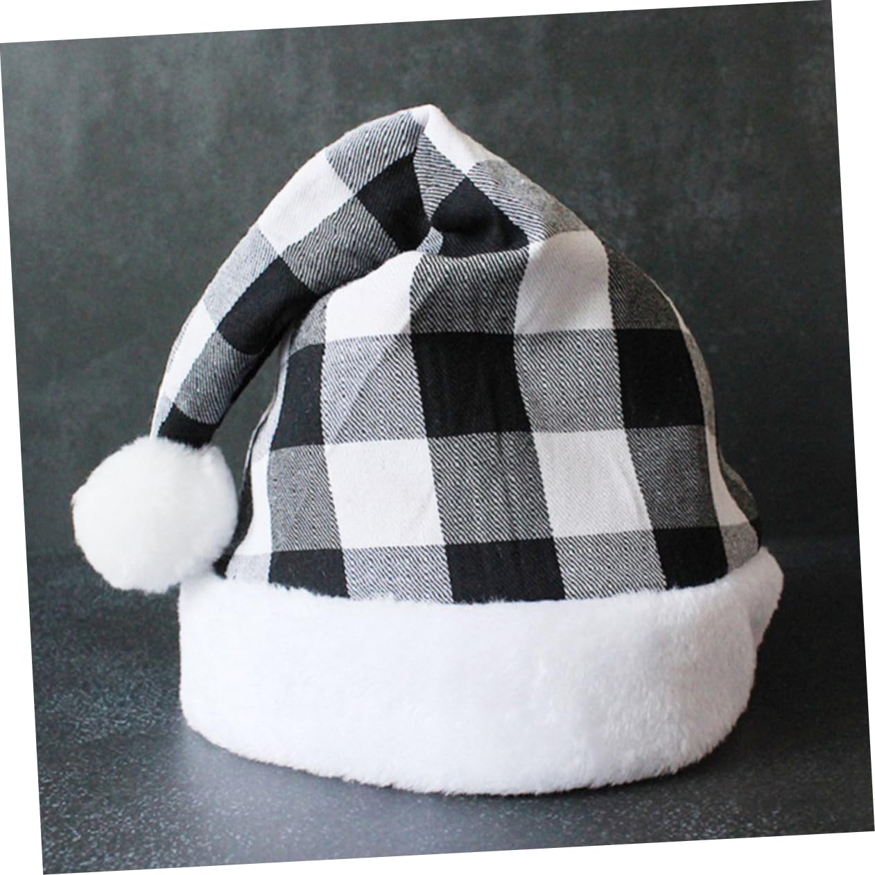 PRETYZOOM 4 Piezas Gorro de Papá Noel a cuadros sombrero de vacaciones para niños sombreros de fiesta de navidad gorros navideños christmas hat gorro de papá noel para hombre paño Black