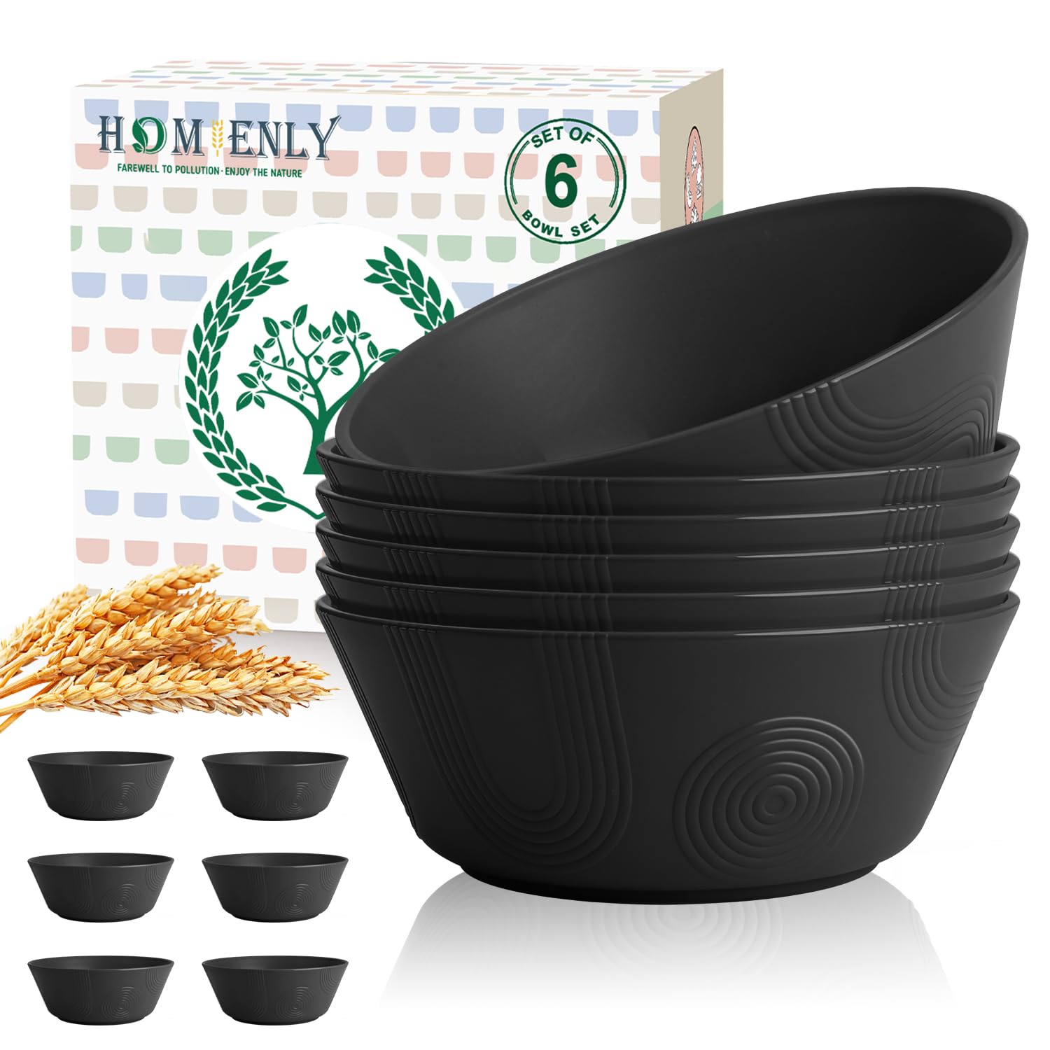 Homienly Cereal Bowl Wheat Straw Set