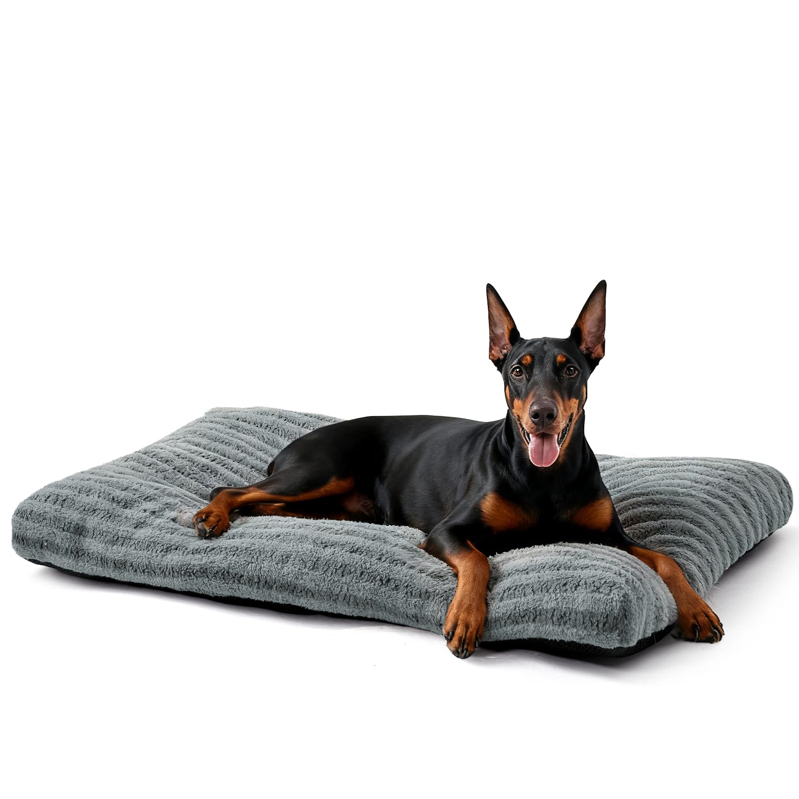 Pawk Extra Large Dog Bed Washable - Fluffy Plush Fur Dog Mattress, Anti-Slip Dog Beds for Dog Crate, Calming Anti Anxiety Dog Mat,119 × 74 × 10 cm, Grey