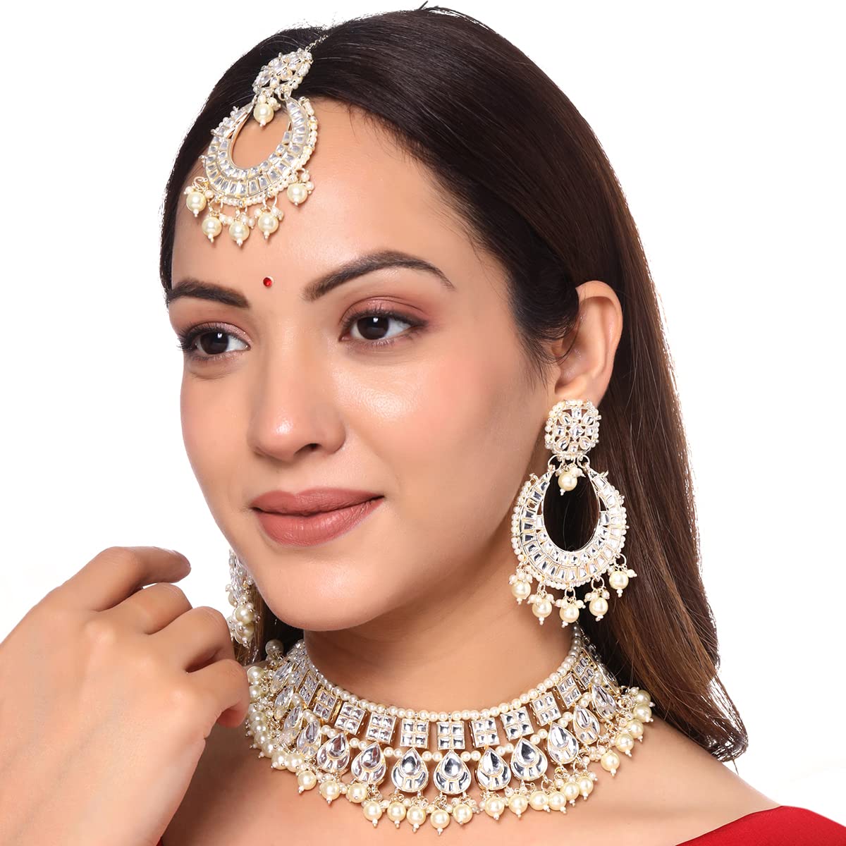 Yellow Chimes Ethnic Multilayer Pearl Beads Jewellery Set Traditional Choker Necklace Set for Women and Girls… (Design 11) 1