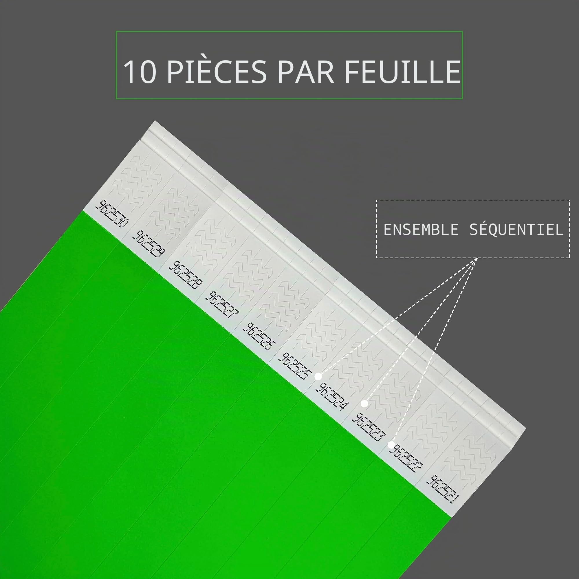 1000 Bracelets papier couleur événements - Bracelet evenementiel d'identification - entrée - évènement festival event concert - d'entrée - fluo - 16 couleurs - Neon Green