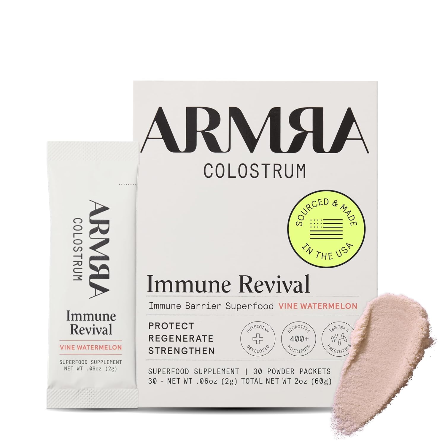 ARMRA Colostrum Powder Vine Watermelon Gut Health Bloating Skin Hair Immunity Keto Gluten Fat-Free 30 Servings