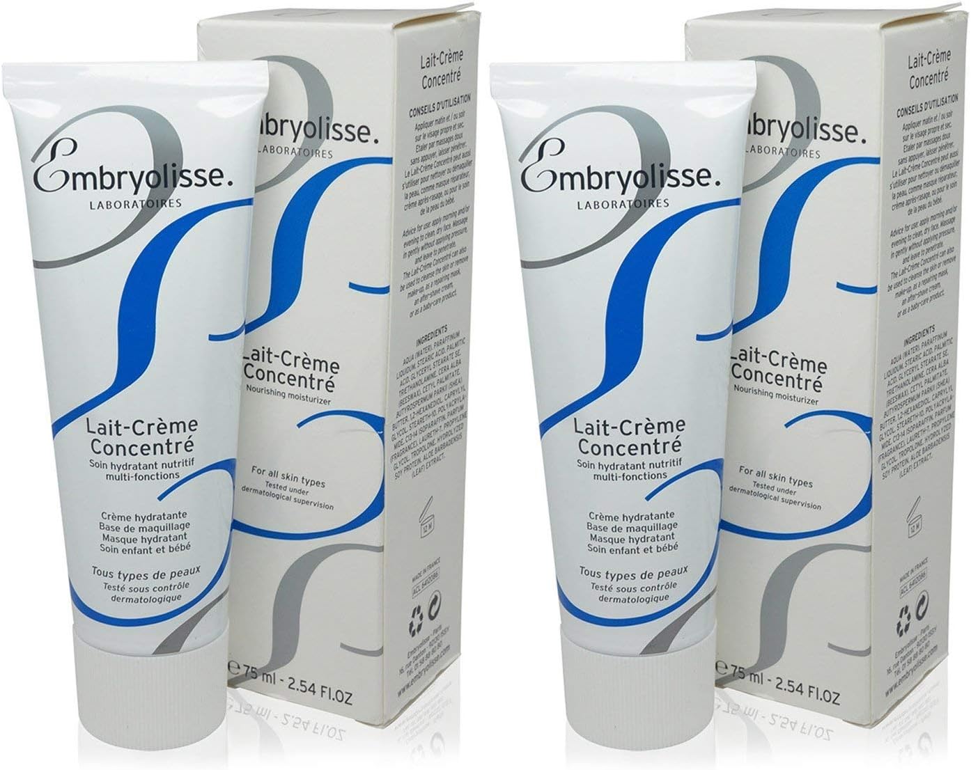 Lait-Creme Concentre 24 hours Miracle Cream Primer Moisturizer Beauty & Night Cream For Face Recommended By Dermatologists 75ml x Pack of 2