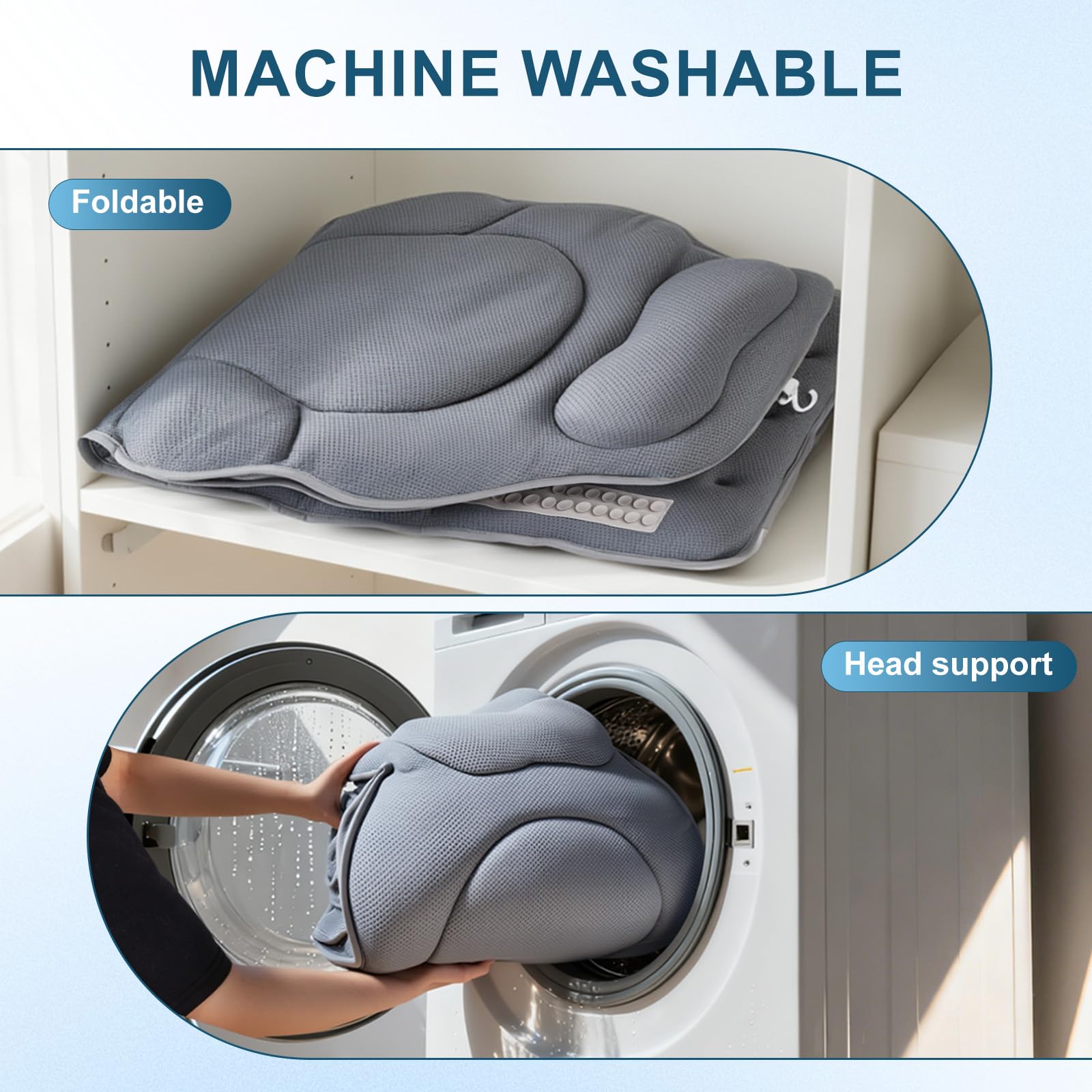 Cuscino per vasca da bagno, comodo design aerodinamico, extra spesso, supporta testa, collo, spalle e schiena, per rilassamento, asciugatura rapida e delicato sulla pelle