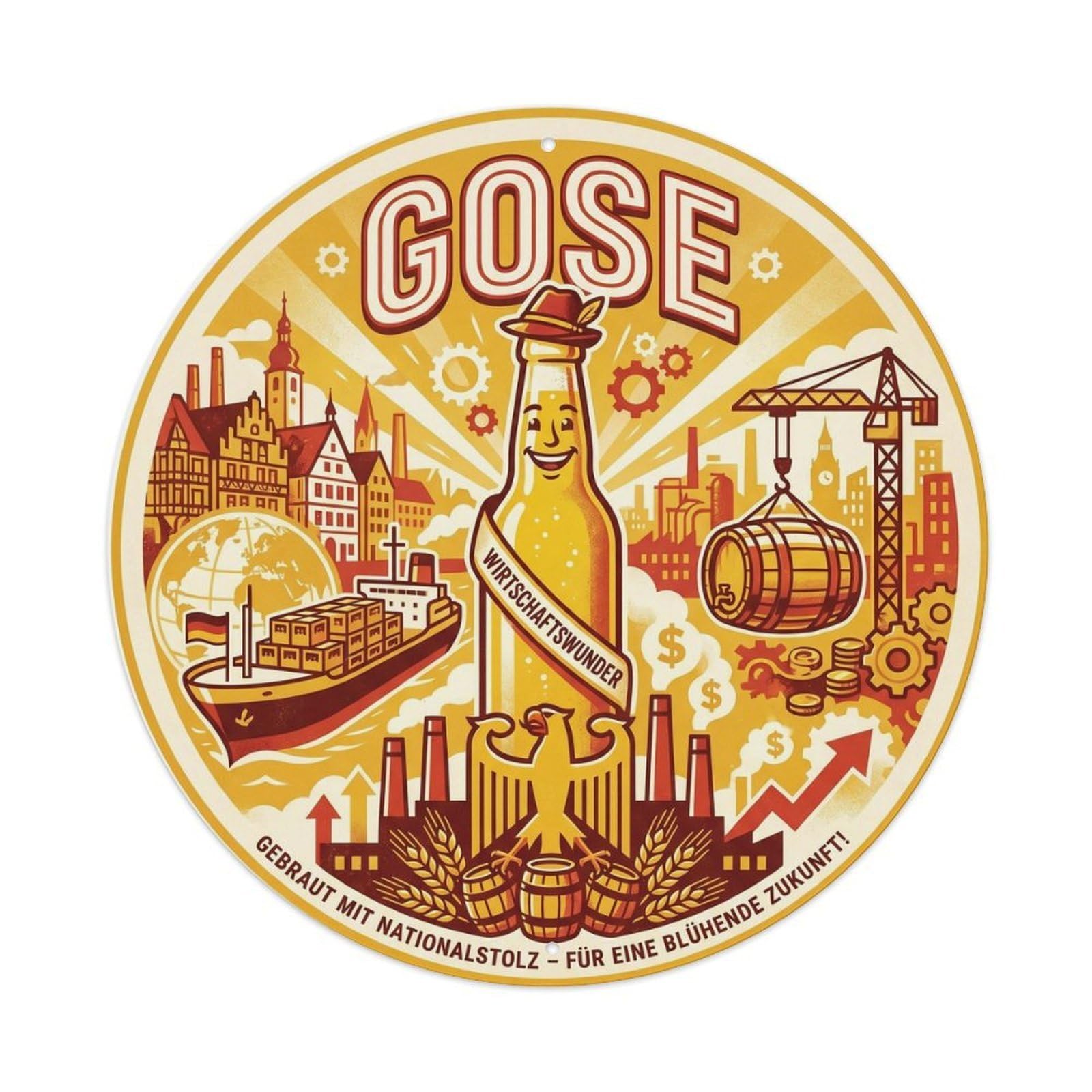 Gose Sour Beer German Pub Culture Hops Malt Rustic Metal Tin Sign