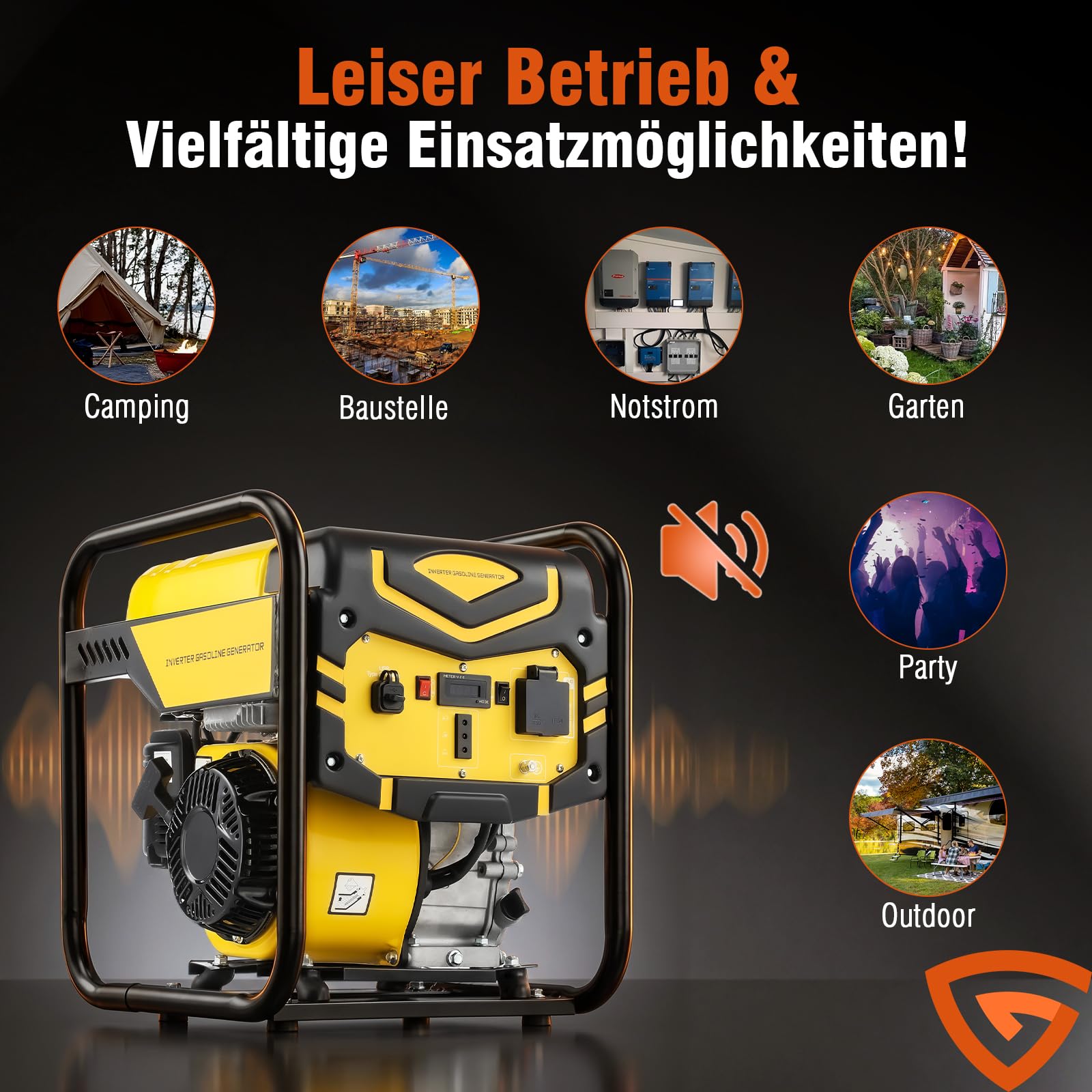 5100W Inverter Stromgenerator Benzin mit 230V Steckdosen & USB Offener Inverter Generator als Notstromaggregat hausversorgung, 4 Takt OHV Motor für Garage Werkstatt Baustelle