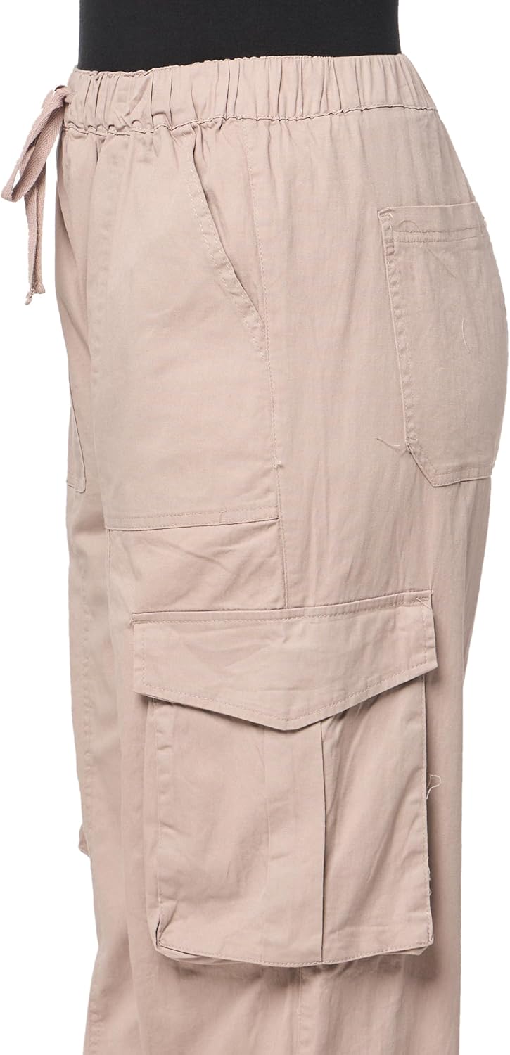 YMI Womens Jeans Women's Mid Rise Pull on Cargo Pants