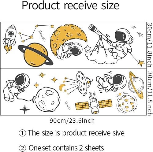 Miniatura 7 de ROFARSO Calcomanías de pared de planeta astronauta estrellas del espacio exterior vinilo extraíble de gran tamaño decoración artística para niños