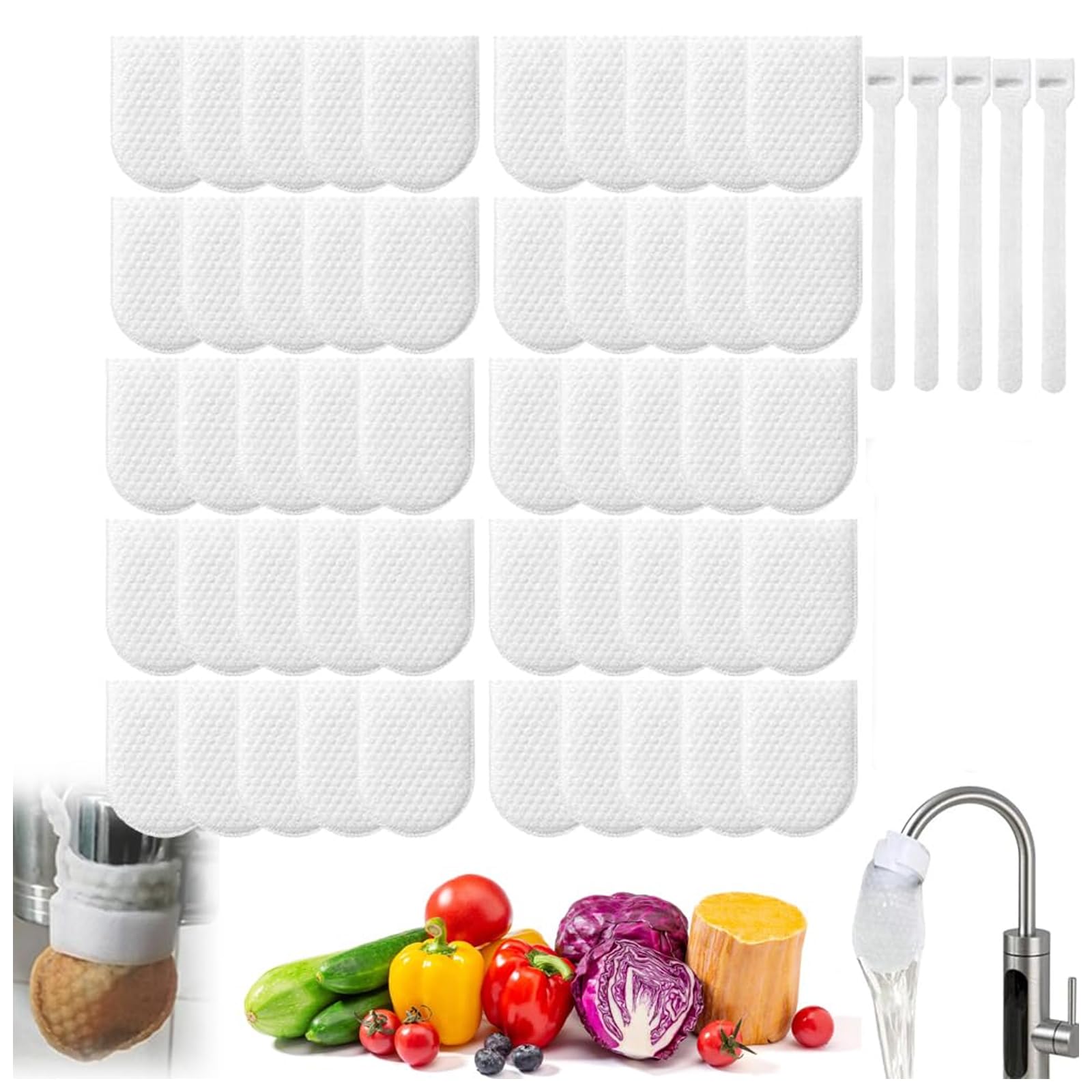 50 PCS Faucet Filter Cotton Bag, Filter for Tap, Splash-Proof Kitchen Sink Water Filter, Traps Sand Silt Rust, for Hot and Cold Water Faucets-image-35
