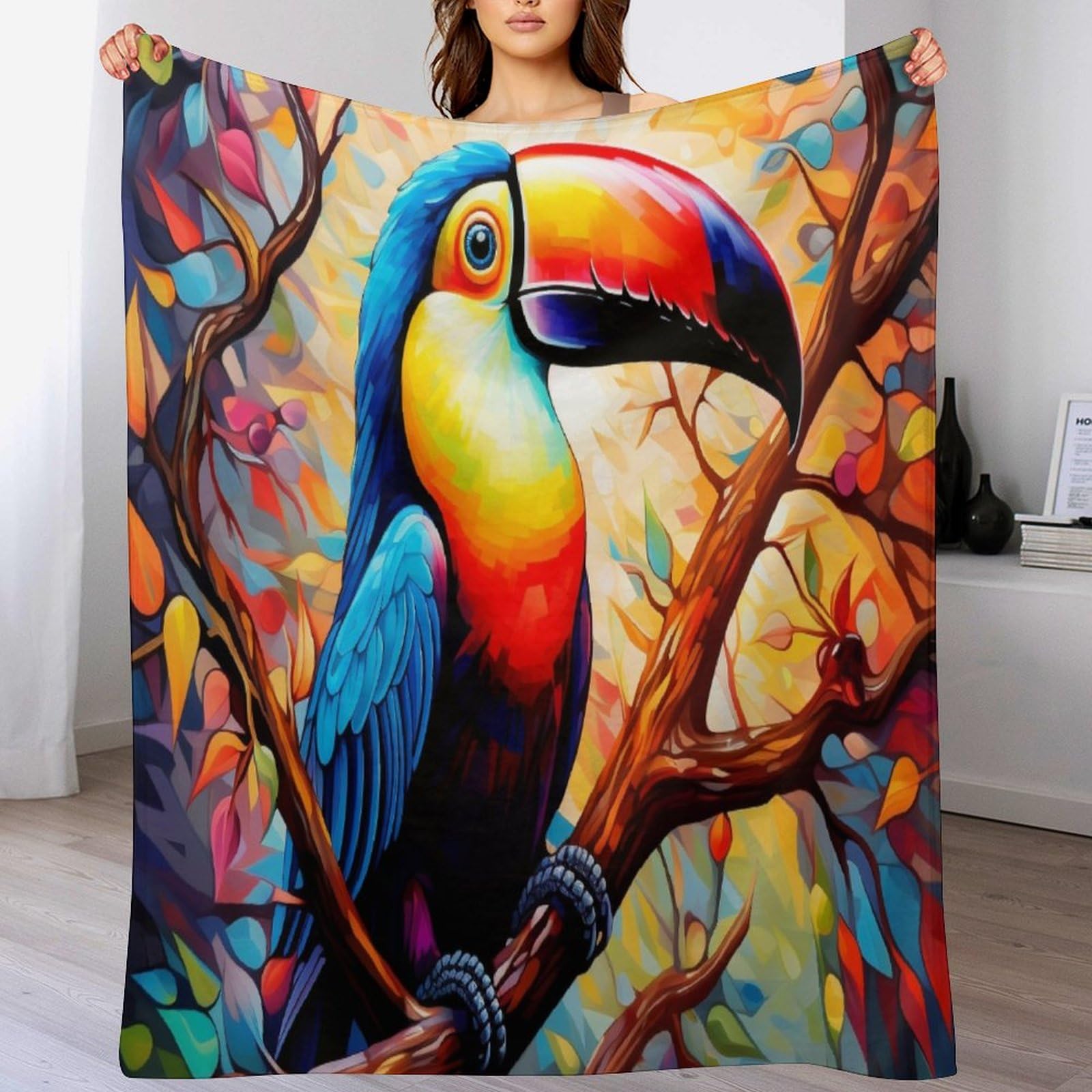 Manta de forro polar suave y cálida Toucans de 130x180 cm manta para sofá colcha de cama ligera