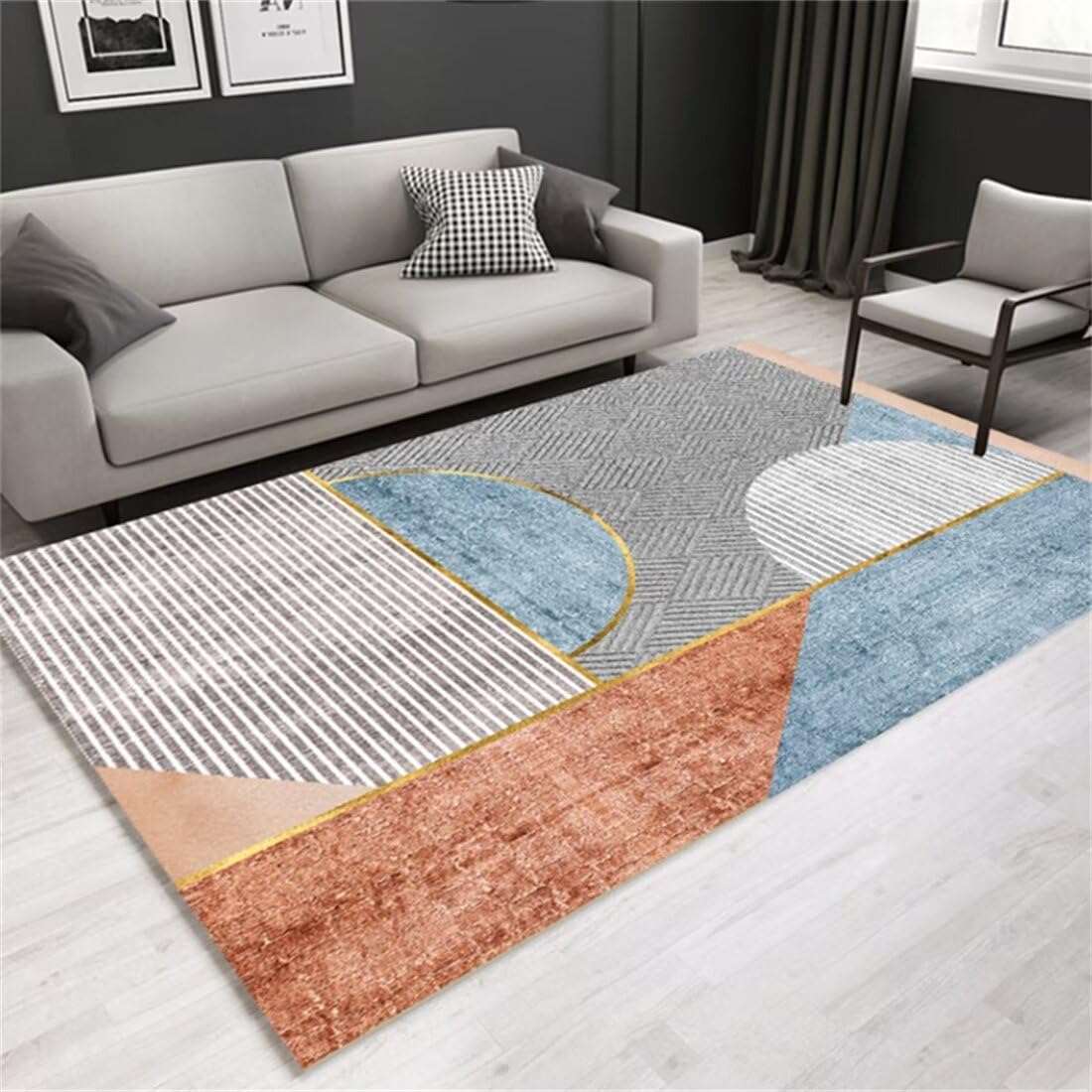 Tapis de chambre pour filles grand format style carreau ciment