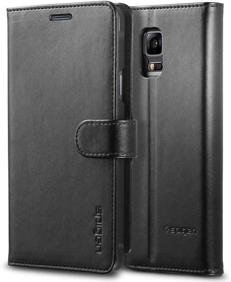 Spigen Wallet S Galaxy Note 4 Case with Foldable Cover and Kickstand Feature for Samsung Galaxy Note 4 2014 - Black