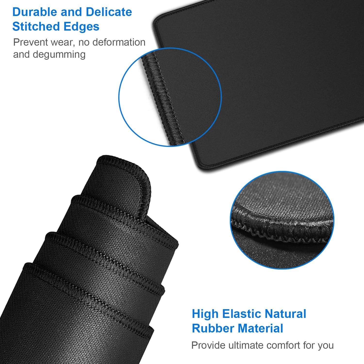 Large Extended Gaming Mouse Pad, Water Resist Non-Slip Mousepad Rubber Base Long Desk Mouse Pad with Stitched Edges, Computer Keyboard Mouse Mat for Gaming, Office & Home, 31.5 x 11.7 in, Black - Image 5