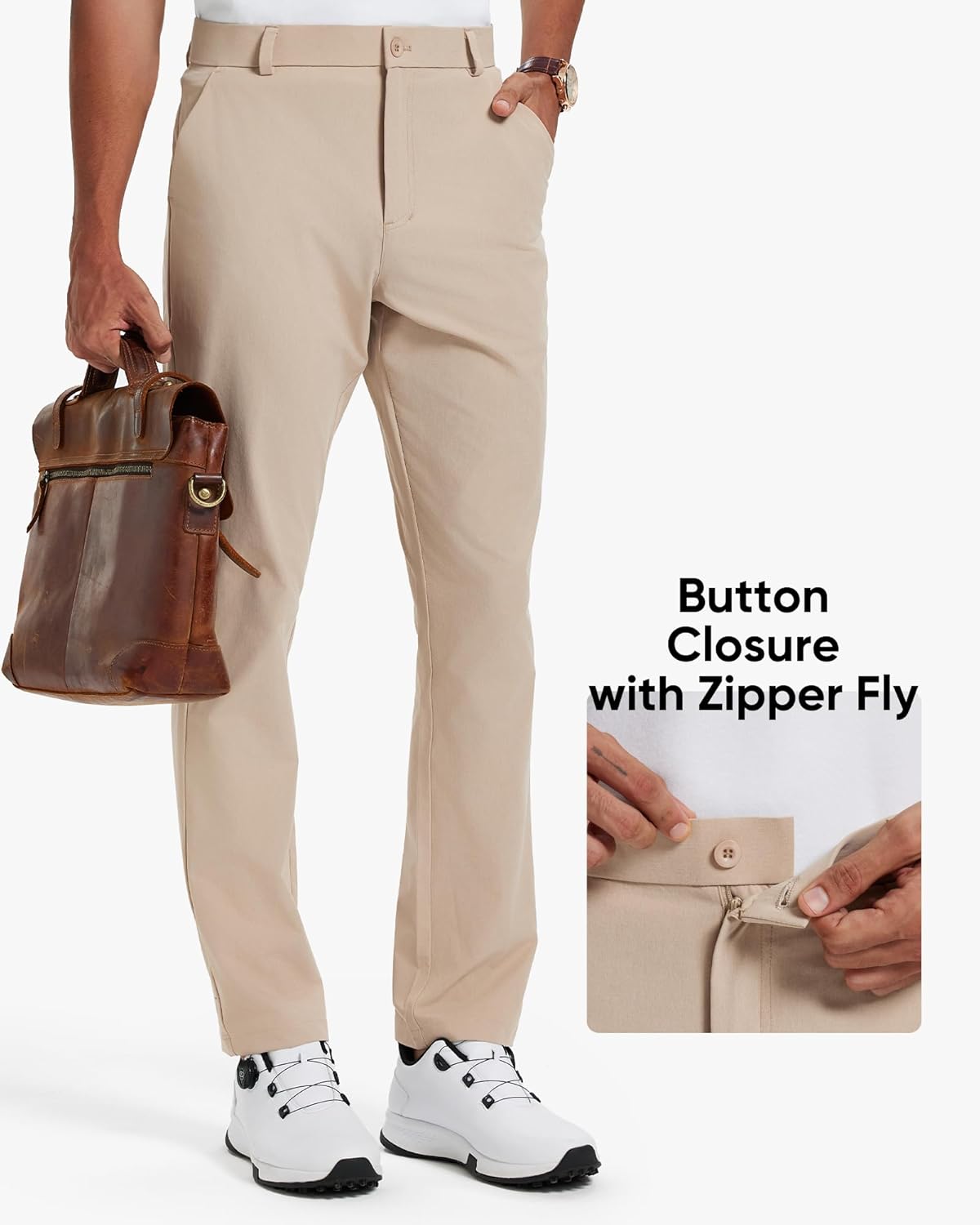 Men's Stretch Golf Pants 30''/32''/34'' - Lightweight Dress & Casual Trousers for Business Travel Work - Image 6